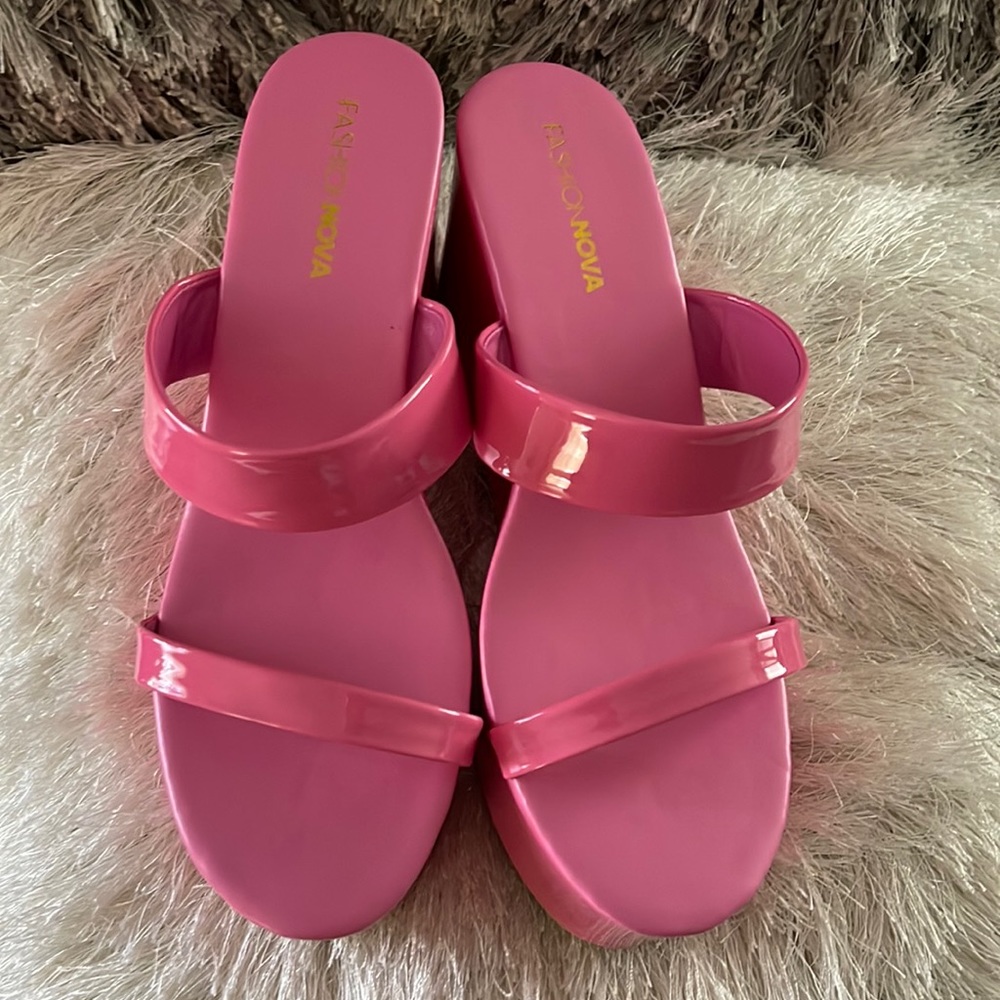 New Fashion Nova Juicy Pink Wedge Heels Size 10